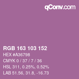 Color code: RGB 163 103 152 | qconv.com