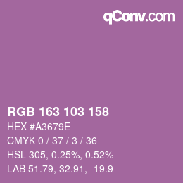 颜色代码: RGB 163 103 158 | qconv.com