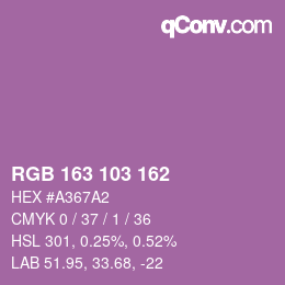 カラーコード: RGB 163 103 162 | qconv.com