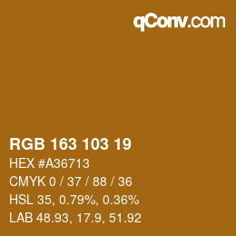 Color code: RGB 163 103 19 | qconv.com