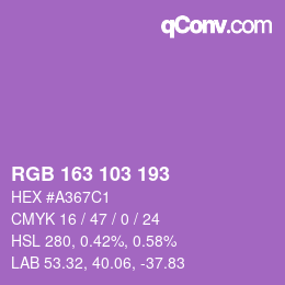 Color code: RGB 163 103 193 | qconv.com