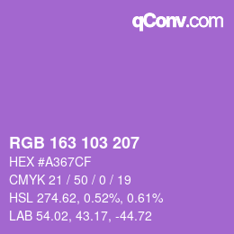 Color code: RGB 163 103 207 | qconv.com