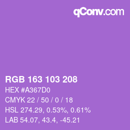 Color code: RGB 163 103 208 | qconv.com