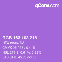 カラーコード: RGB 163 103 218 | qconv.com