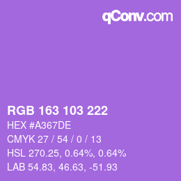 Color code: RGB 163 103 222 | qconv.com