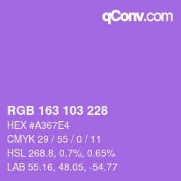 Color code: RGB 163 103 228 | qconv.com