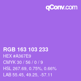 Color code: RGB 163 103 233 | qconv.com