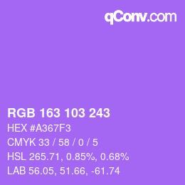 Color code: RGB 163 103 243 | qconv.com