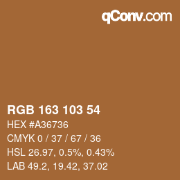 Color code: RGB 163 103 54 | qconv.com