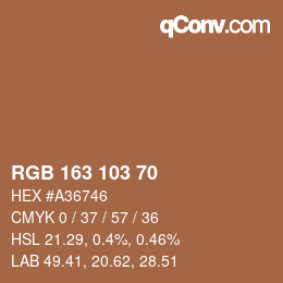Color code: RGB 163 103 70 | qconv.com