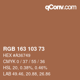 Código de color: RGB 163 103 73 | qconv.com