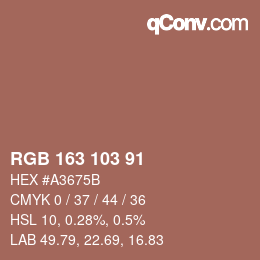 Color code: RGB 163 103 91 | qconv.com