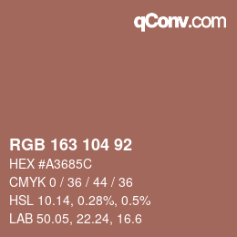 Código de color: RGB 163 104 92 | qconv.com