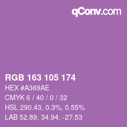 Color code: RGB 163 105 174 | qconv.com