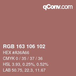 Color code: RGB 163 106 102 | qconv.com