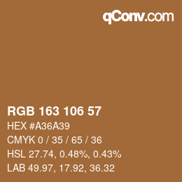 颜色代码: RGB 163 106 57 | qconv.com