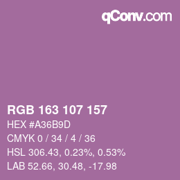 カラーコード: RGB 163 107 157 | qconv.com