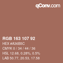 Farbcode: RGB 163 107 92 | qconv.com