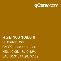 Color code: RGB 163 108.8 0 | qconv.com