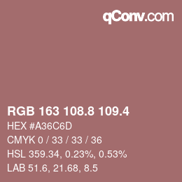 カラーコード: RGB 163 108.8 109.4 | qconv.com