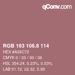 カラーコード: RGB 163 108.8 114 | qconv.com