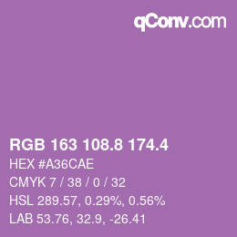 カラーコード: RGB 163 108.8 174.4 | qconv.com