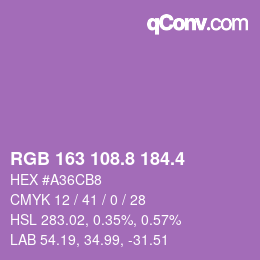 カラーコード: RGB 163 108.8 184.4 | qconv.com