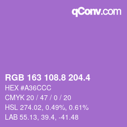 カラーコード: RGB 163 108.8 204.4 | qconv.com