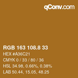 Color code: RGB 163 108.8 33 | qconv.com