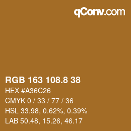 Color code: RGB 163 108.8 38 | qconv.com