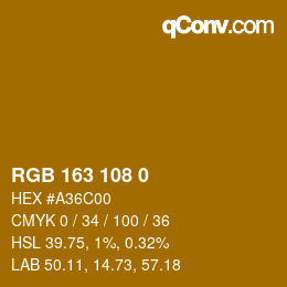 颜色代码: RGB 163 108 0 | qconv.com
