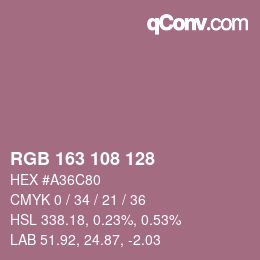 Farbcode: RGB 163 108 128 | qconv.com