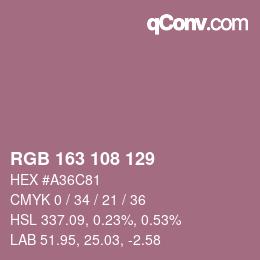 Farbcode: RGB 163 108 129 | qconv.com