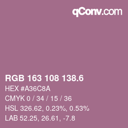 カラーコード: RGB 163 108 138.6 | qconv.com