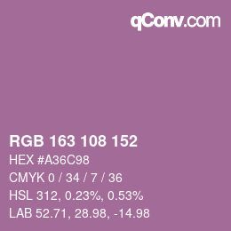Farbcode: RGB 163 108 152 | qconv.com