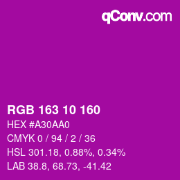 Color code: RGB 163 10 160 | qconv.com