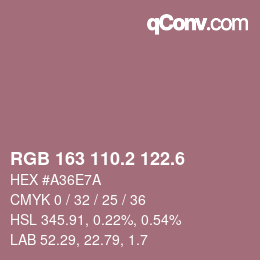 カラーコード: RGB 163 110.2 122.6 | qconv.com