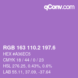 カラーコード: RGB 163 110.2 197.6 | qconv.com