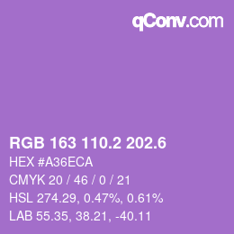 カラーコード: RGB 163 110.2 202.6 | qconv.com