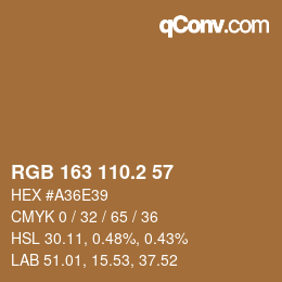 カラーコード: RGB 163 110.2 57 | qconv.com