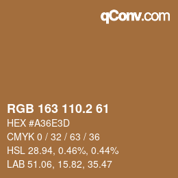 カラーコード: RGB 163 110.2 61 | qconv.com