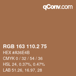 カラーコード: RGB 163 110.2 75 | qconv.com