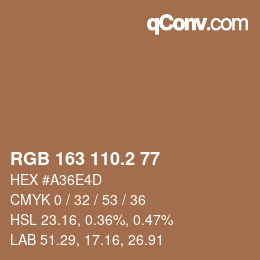カラーコード: RGB 163 110.2 77 | qconv.com