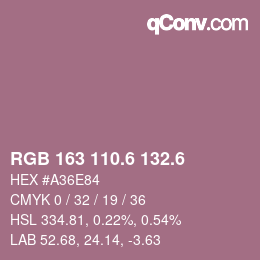カラーコード: RGB 163 110.6 132.6 | qconv.com