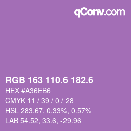 カラーコード: RGB 163 110.6 182.6 | qconv.com