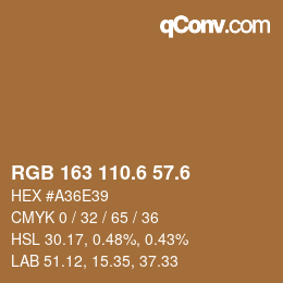 カラーコード: RGB 163 110.6 57.6 | qconv.com