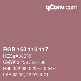 Color code: RGB 163 110 117 | qconv.com