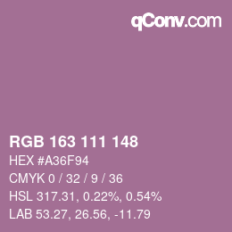 Color code: RGB 163 111 148 | qconv.com