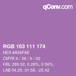 カラーコード: RGB 163 111 174 | qconv.com