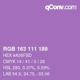 カラーコード: RGB 163 111 189 | qconv.com